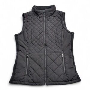 Andrew Marc Quilted Black Zip Vest Women's S